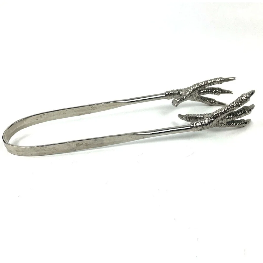 VTG Arthur Court Designs Chicken Claw Ice Tongs Silver Tone Metal Serving Tongs